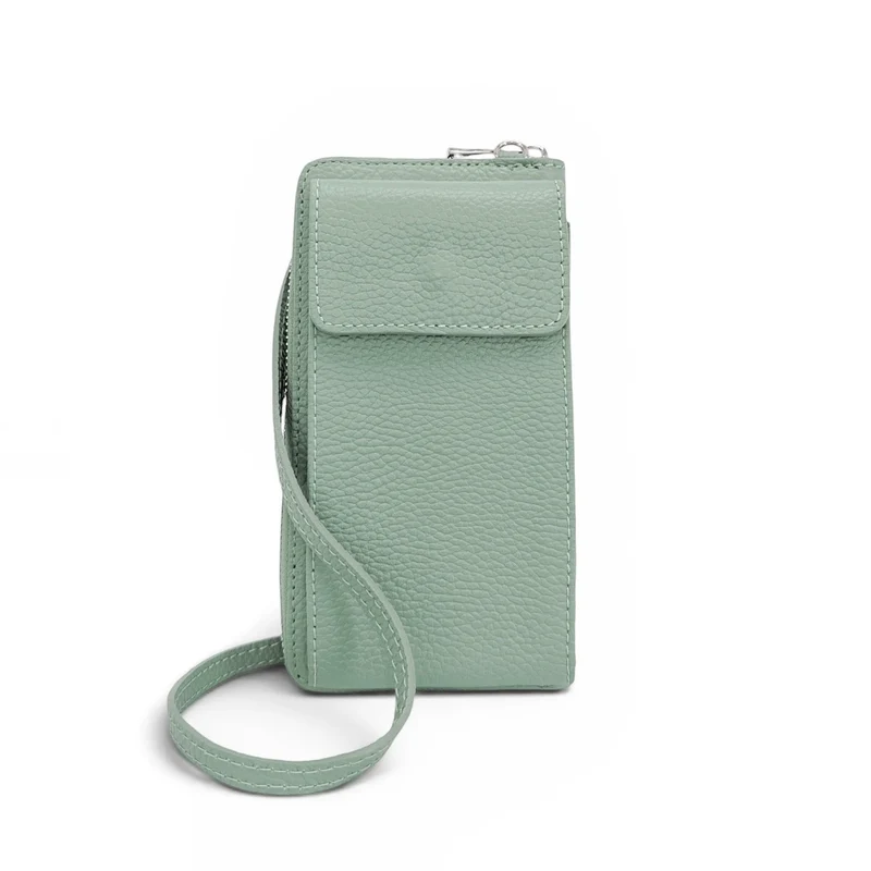 Mini-sac pochette en cuir grainé STREET Vert pastel