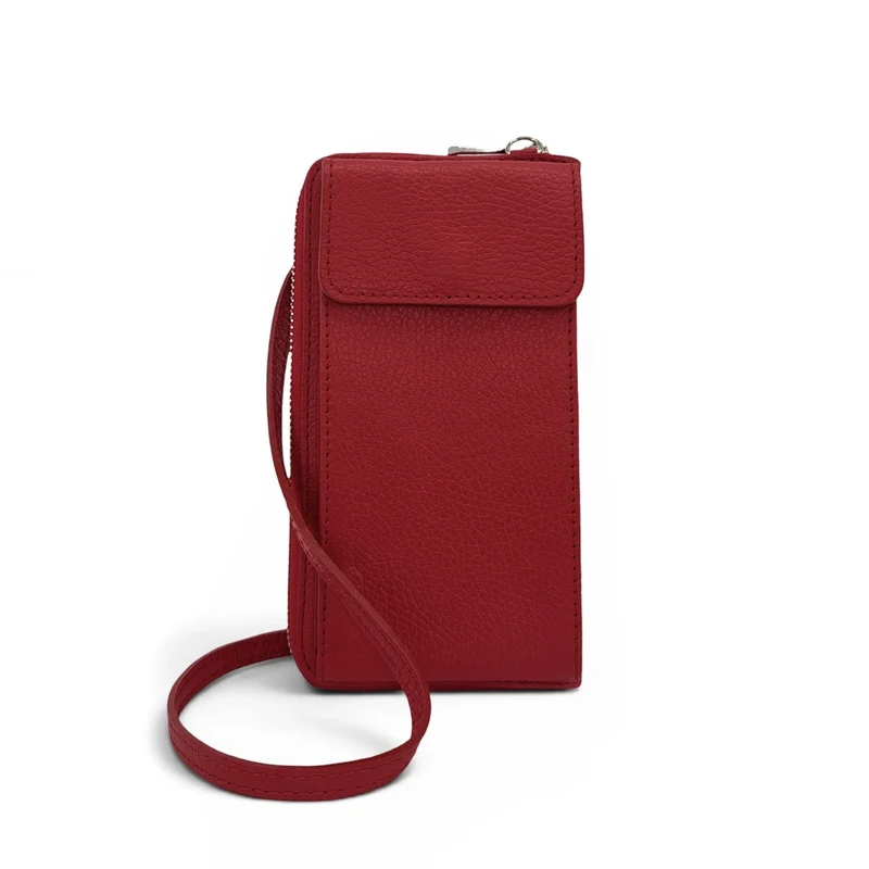 Mini-sac pochette en cuir grainé STREET Rouge foncé