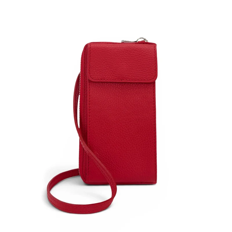 Mini-sac pochette en cuir grainé STREET Rouge garance