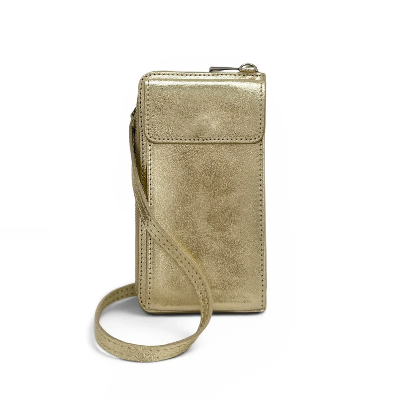 Mini-sac pochette en cuir irisé STREET Or pâle