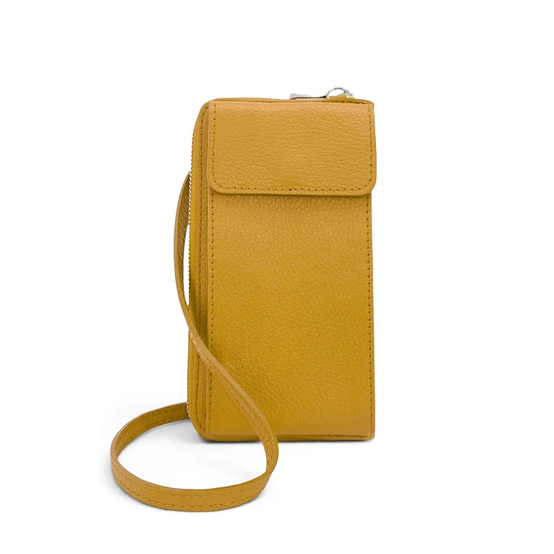 Mini-sac pochette en cuir grainé STREET Jaune tournesol