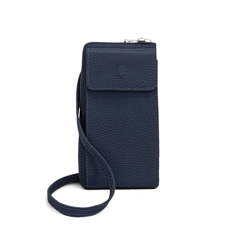 Mini-sac pochette en cuir grainé STREET Bleu marine