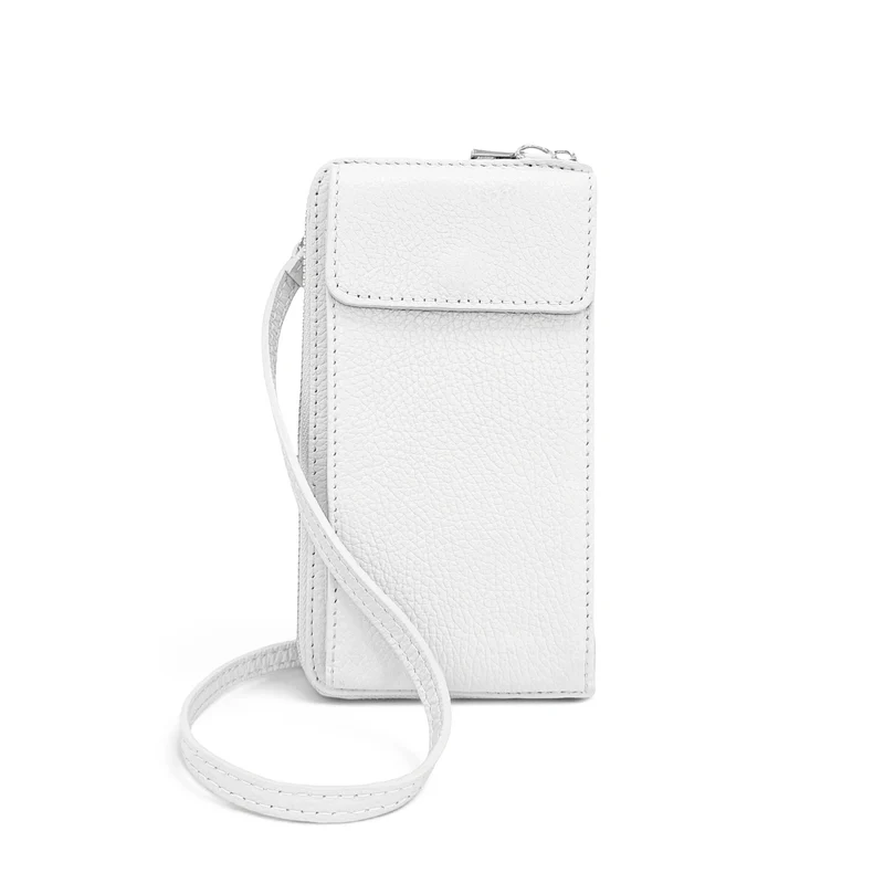 Mini-sac pochette en cuir grainé STREET Blanc