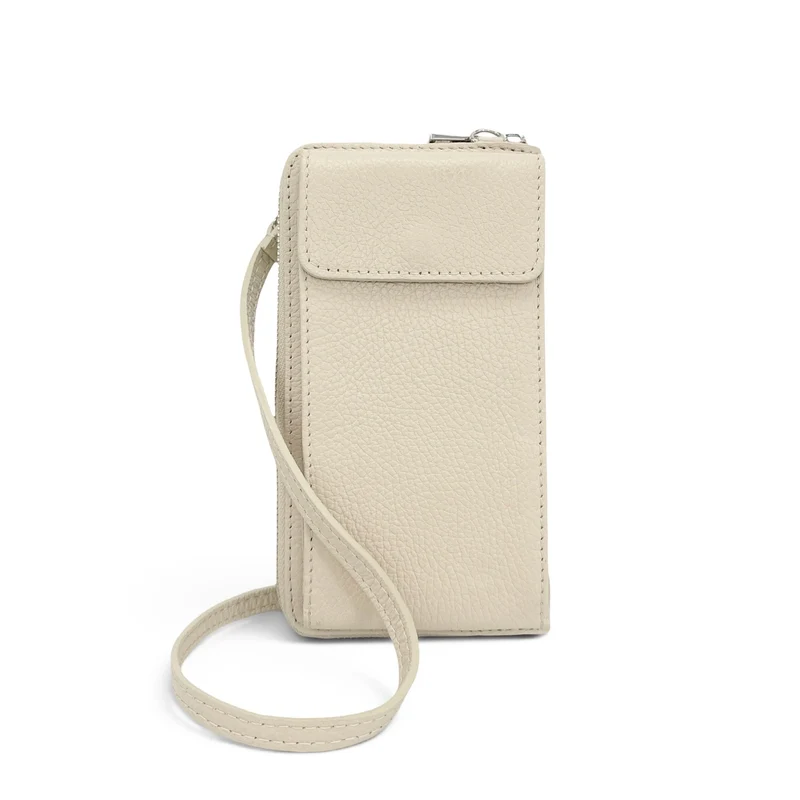 Mini-sac pochette en cuir grainé STREET Beige crème