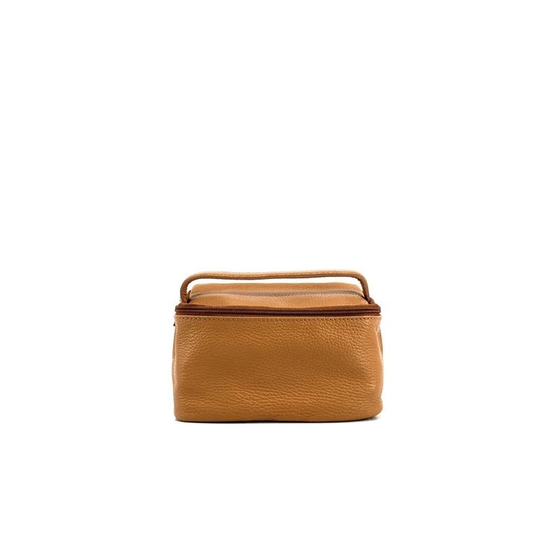 Trousse en cuir grainé VANITY Camel