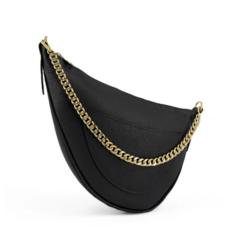 Sac demi-lune en cuir grainé DIANE Noir