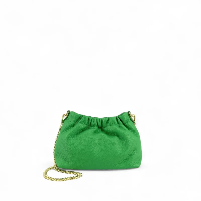 Sac pouch en cuir grainé LA POUCHINETTE Vert anglais