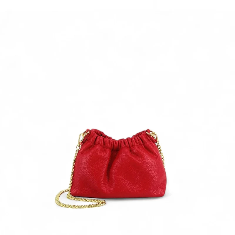 Sac pouch en cuir grainé LA POUCHINETTE Rouge garance