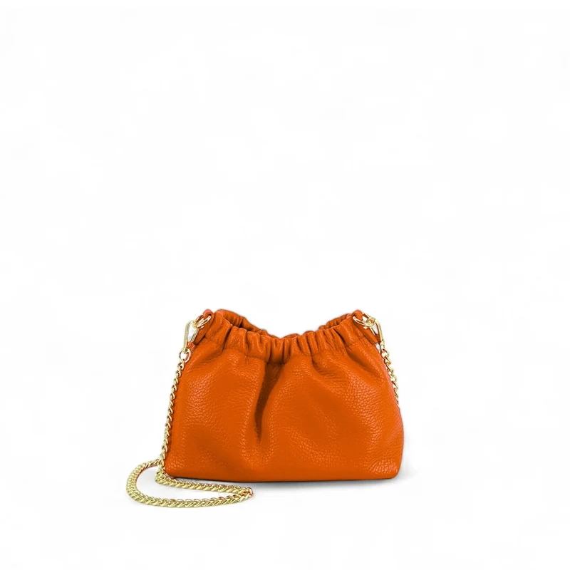 Sac pouch en cuir grainé LA POUCHINETTE Orange