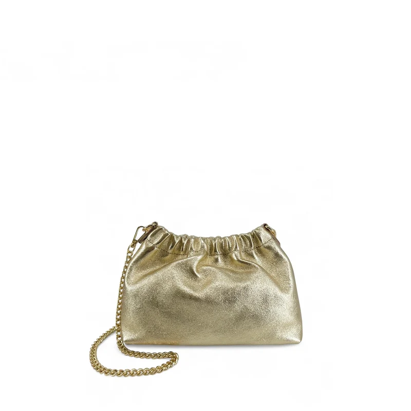 Sac pouch en cuir irisé LA POUCHINETTE Or pâle
