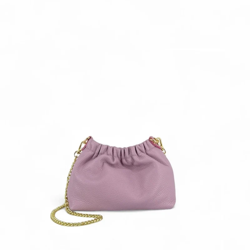 Sac pouch en cuir grainé LA POUCHINETTE Mauve
