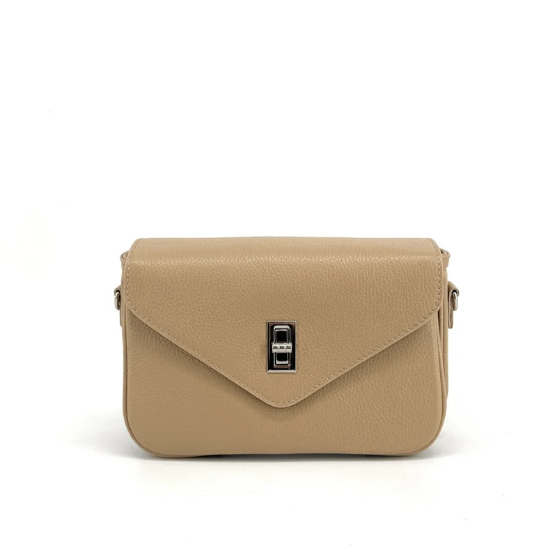 Sac trotteur en cuir grainé BAGGY Taupe clair
