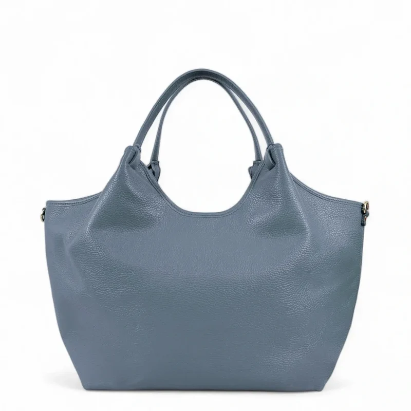 Sac cabas en cuir grainé ALYSSA Bleu glacier