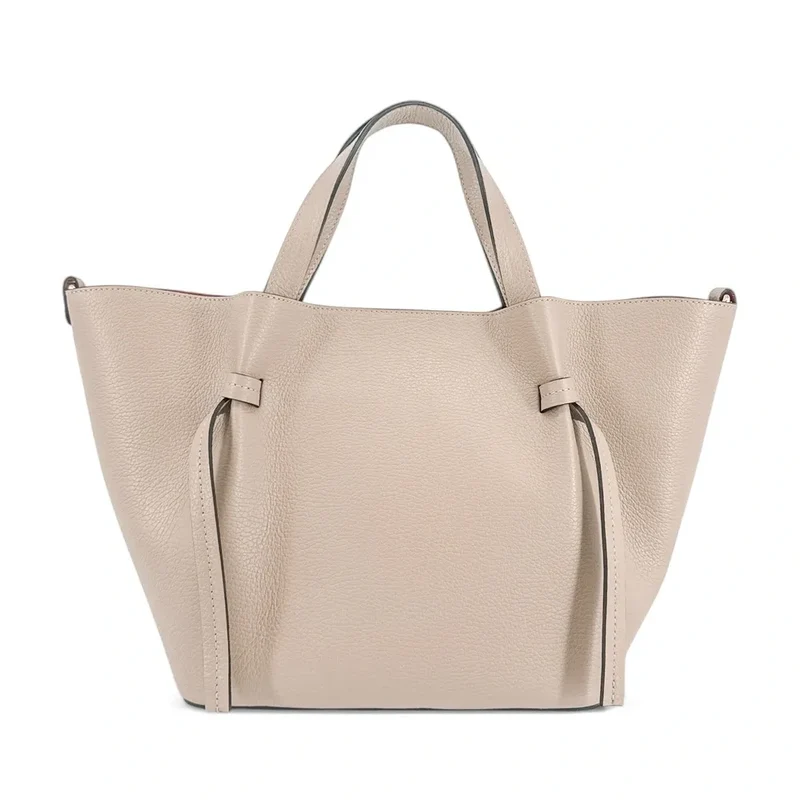 Sac cabas en cuir grainé RUBY Beige crème