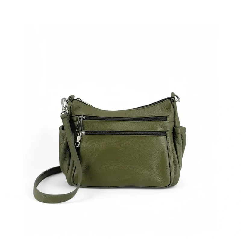 Sac à main en cuir grainé BROOKLYN Vert Kaki