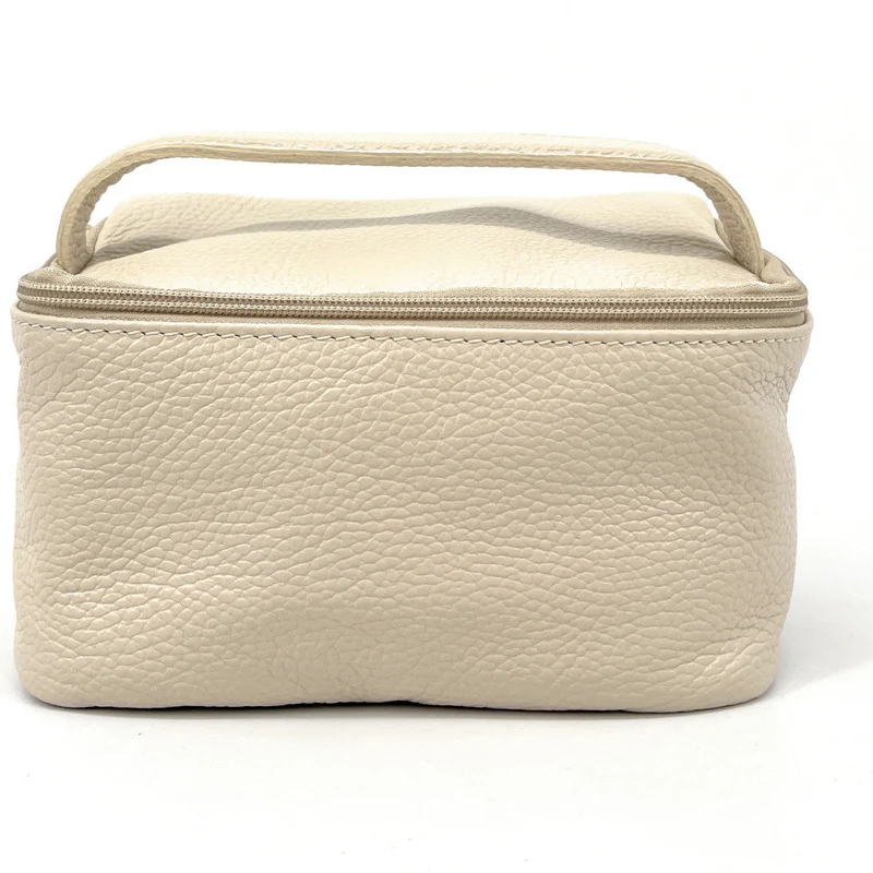 Trousse en cuir grainé VANITY Beige crème