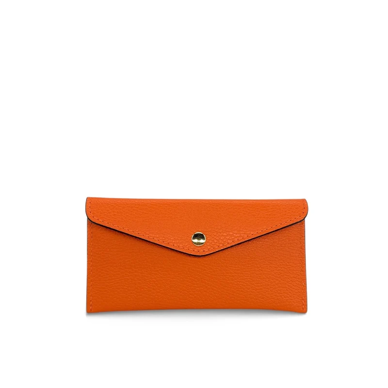 Pochette enveloppe en cuir grainé CLOE Orange