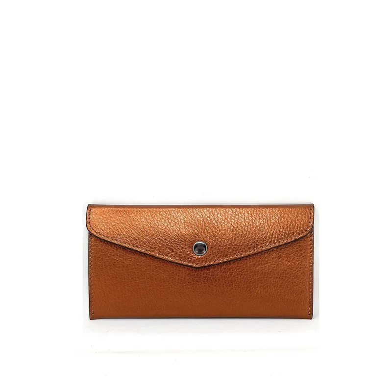 Pochette enveloppe en cuir irisé CLOE Bronze