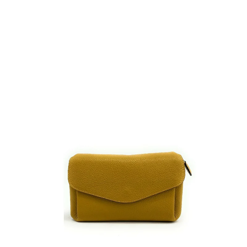 Sac trotteur en cuir grainé ORIGAMI Jaune Moutarde