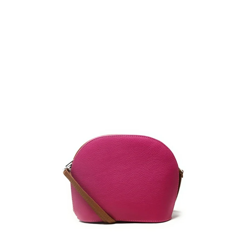 Sac trotteur en cuir grainé NAAN Rose fuchsia