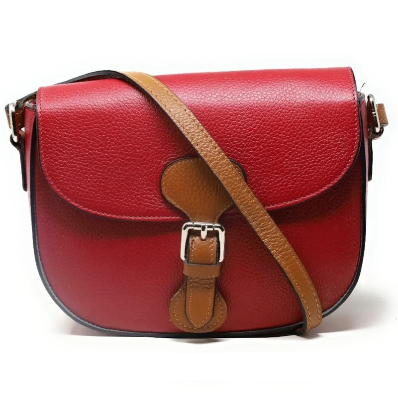 Sac trotteur en cuir grainé INA SCOT Rouge magenta