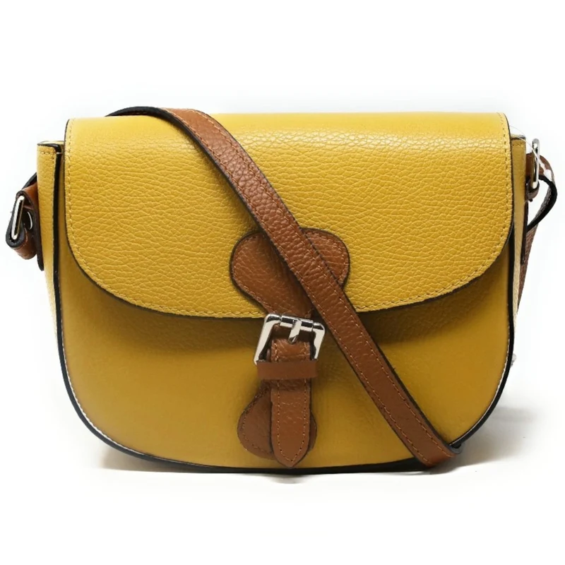 Sac trotteur en cuir grainé INA SCOT Jaune Moutarde