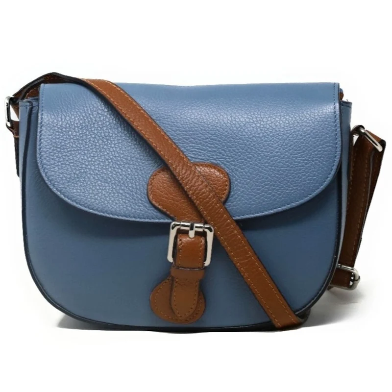 Sac trotteur en cuir grainé INA SCOT Bleu glacier