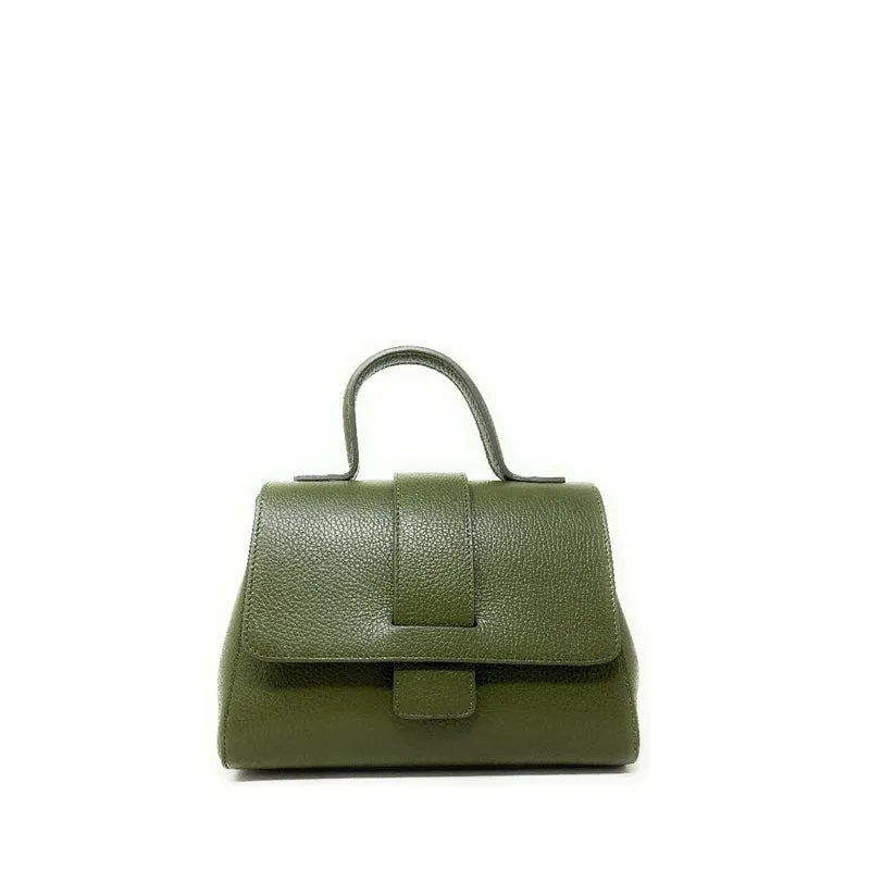 Sac bandoulière en cuir grainé SMART Vert olive