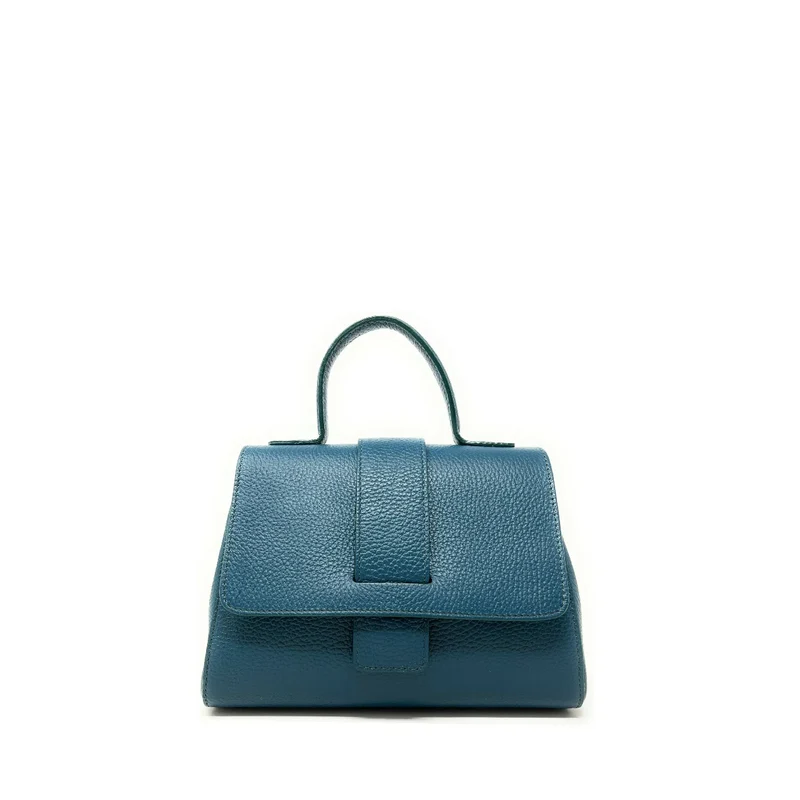 Sac bandoulière en cuir grainé SMART Bleu vert canard