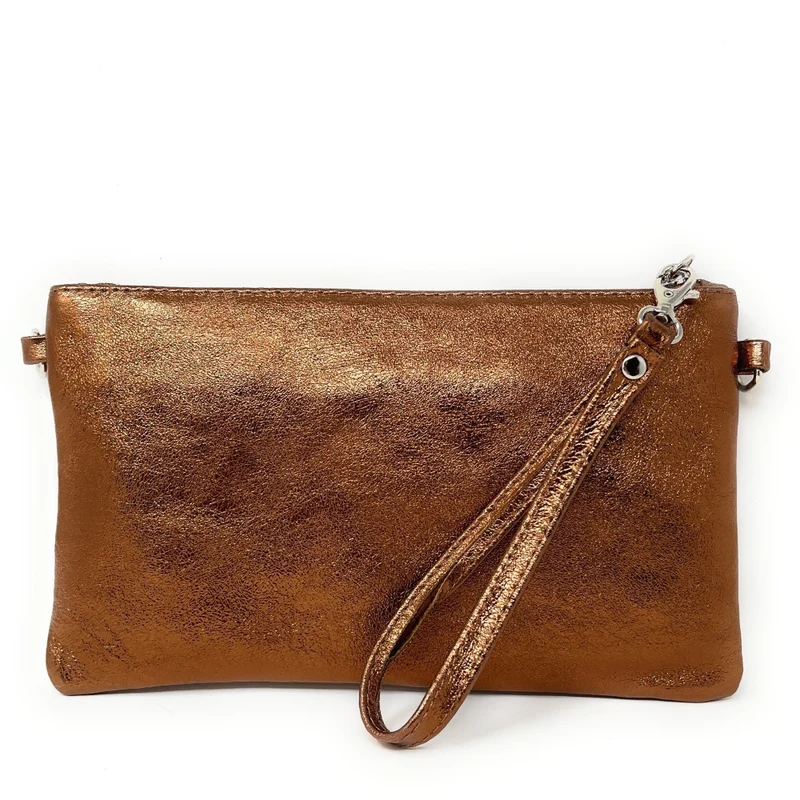 Sac pochette en cuir irisé MELUSINE Bronze