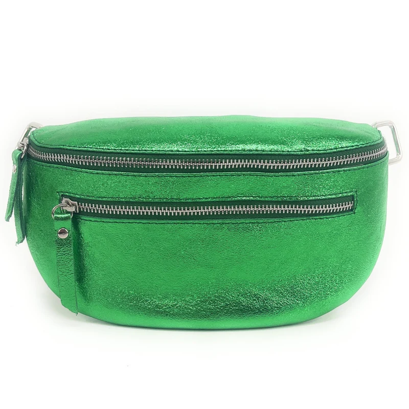 Sac banane en cuir irisé LOU-ANN Vert anglais irisé