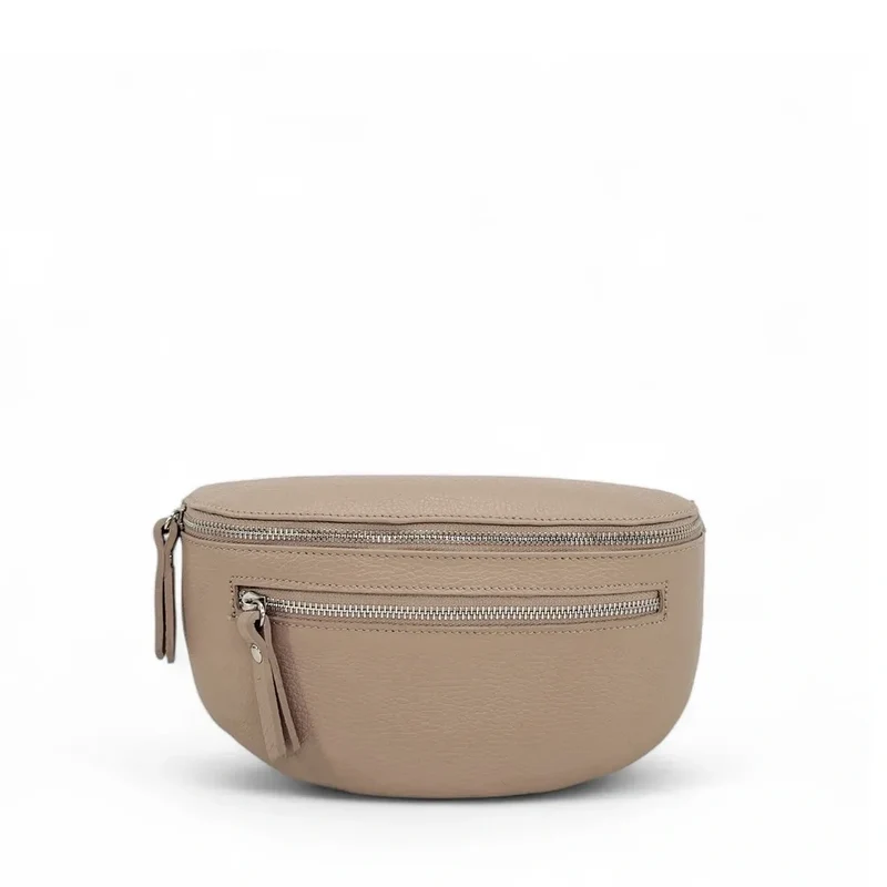 Sac banane en cuir grainé LOU-ANN Taupe