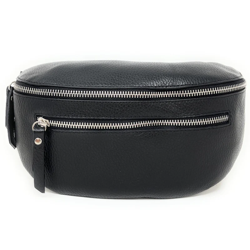 Sac banane en cuir grainé LOU-ANN Noir