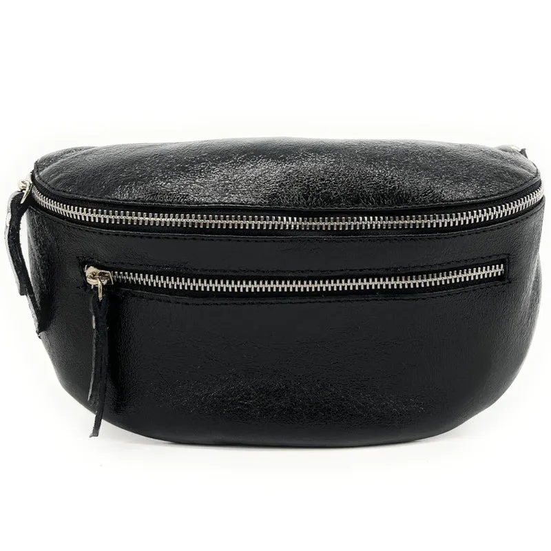 Sac banane en cuir irisé LOU-ANN Noir irisé