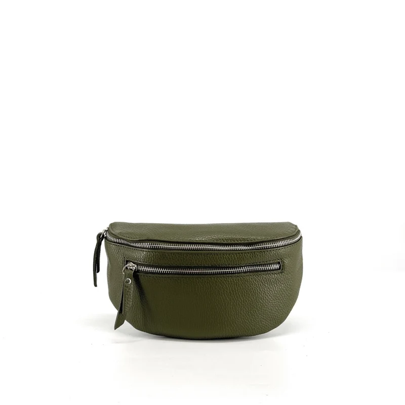 Sac banane en cuir grainé LOU-ANN Kaki