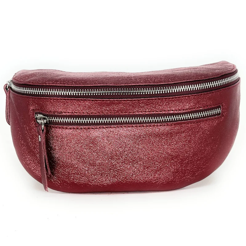 Sac banane en cuir irisé LOU-ANN Framboise irisé