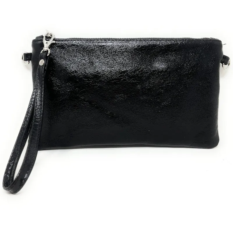 Sac pochette en cuir irisé MELUSINE Noir irisé