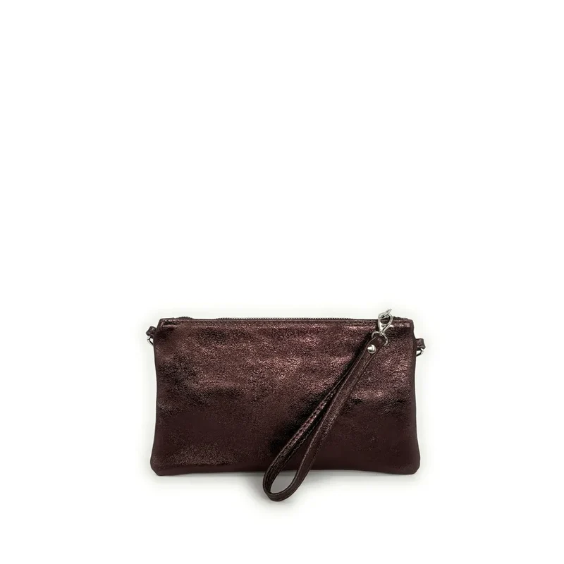 Sac pochette en cuir irisé MELUSINE Chocolat irisé