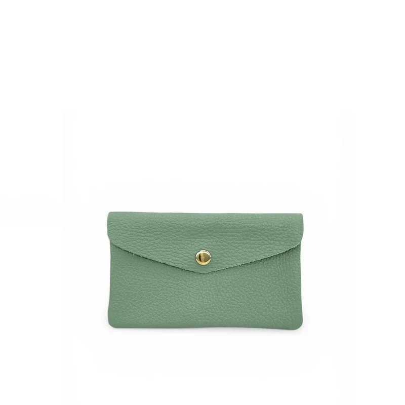 Pochette porte-monnaie en cuir grainé COMPO Vert amande
