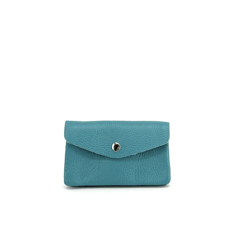 Pochette porte-monnaie en cuir grainé COMPO Bleu turquoise