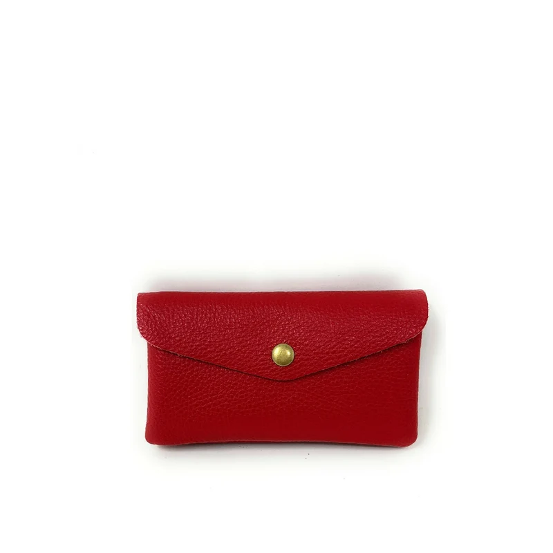 Pochette porte-monnaie en cuir grainé COMPO Rouge garance