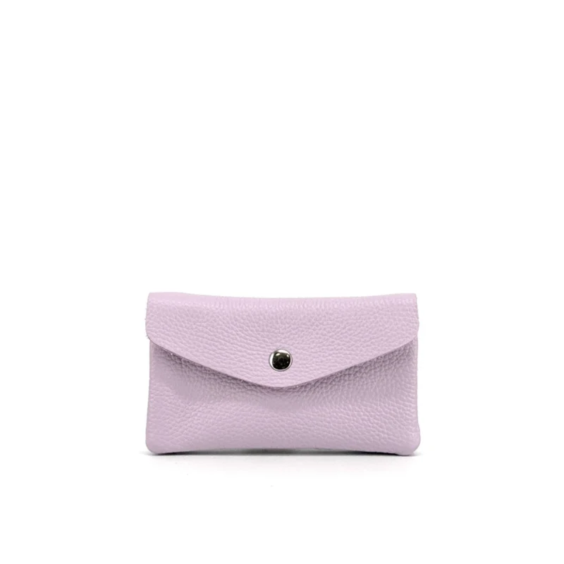 Pochette porte-monnaie en cuir grainé COMPO Mauve
