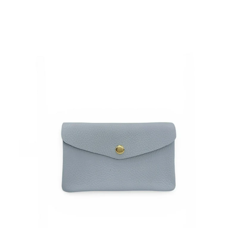 Pochette porte-monnaie en cuir grainé COMPO Bleu pastel
