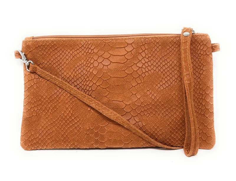 Sac pochette en cuir effet serpent DUNDEE Orange