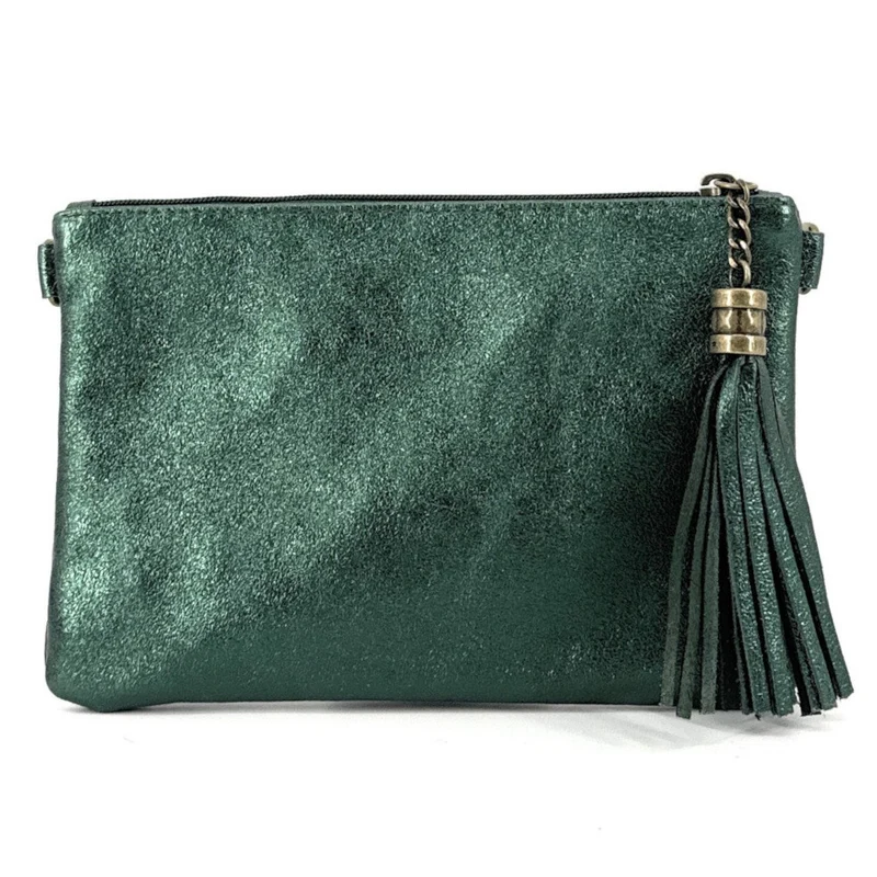 Sac pochette en cuir irisé MORGANE Vert forêt irisé