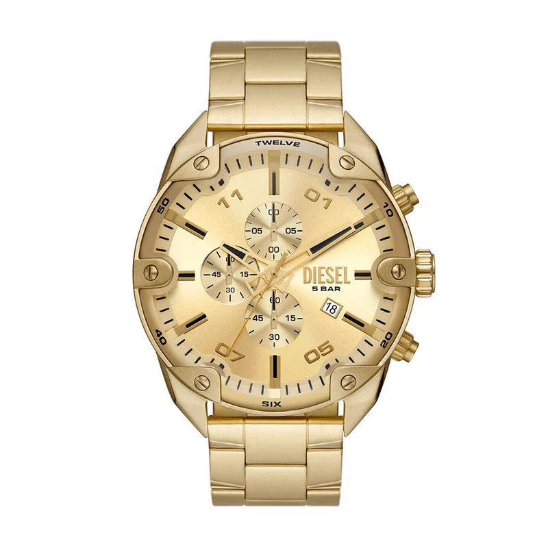 Diesel Spiked Hommes Montre Or DZ4608