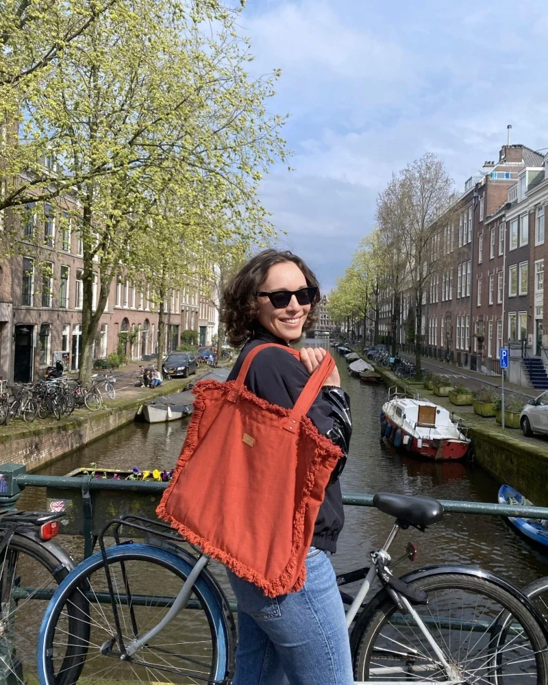 Sac cabas rouge original en coton bio - Brique 🧱
