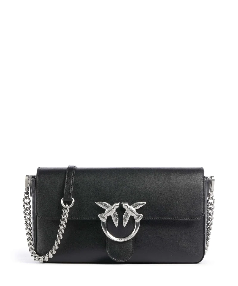 Pinko Love One Classic Slouchy Sac bandoulière nero limousine/matt silver