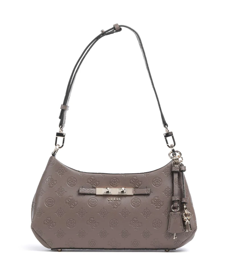 Guess Carmella Sac porté épaule taupe logo