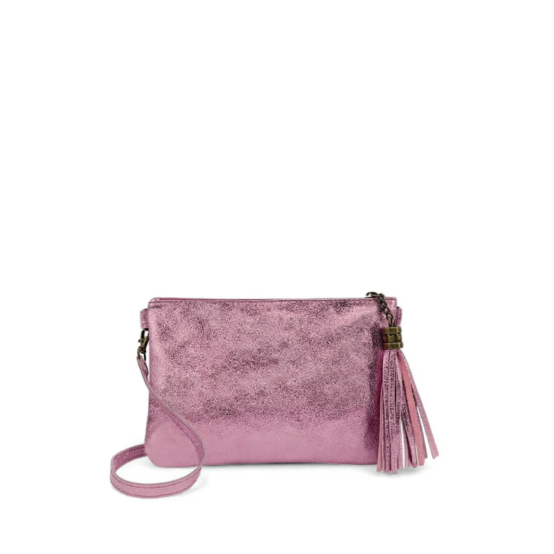 Sac pochette en cuir irisé MORGANE Rose pâle irisé